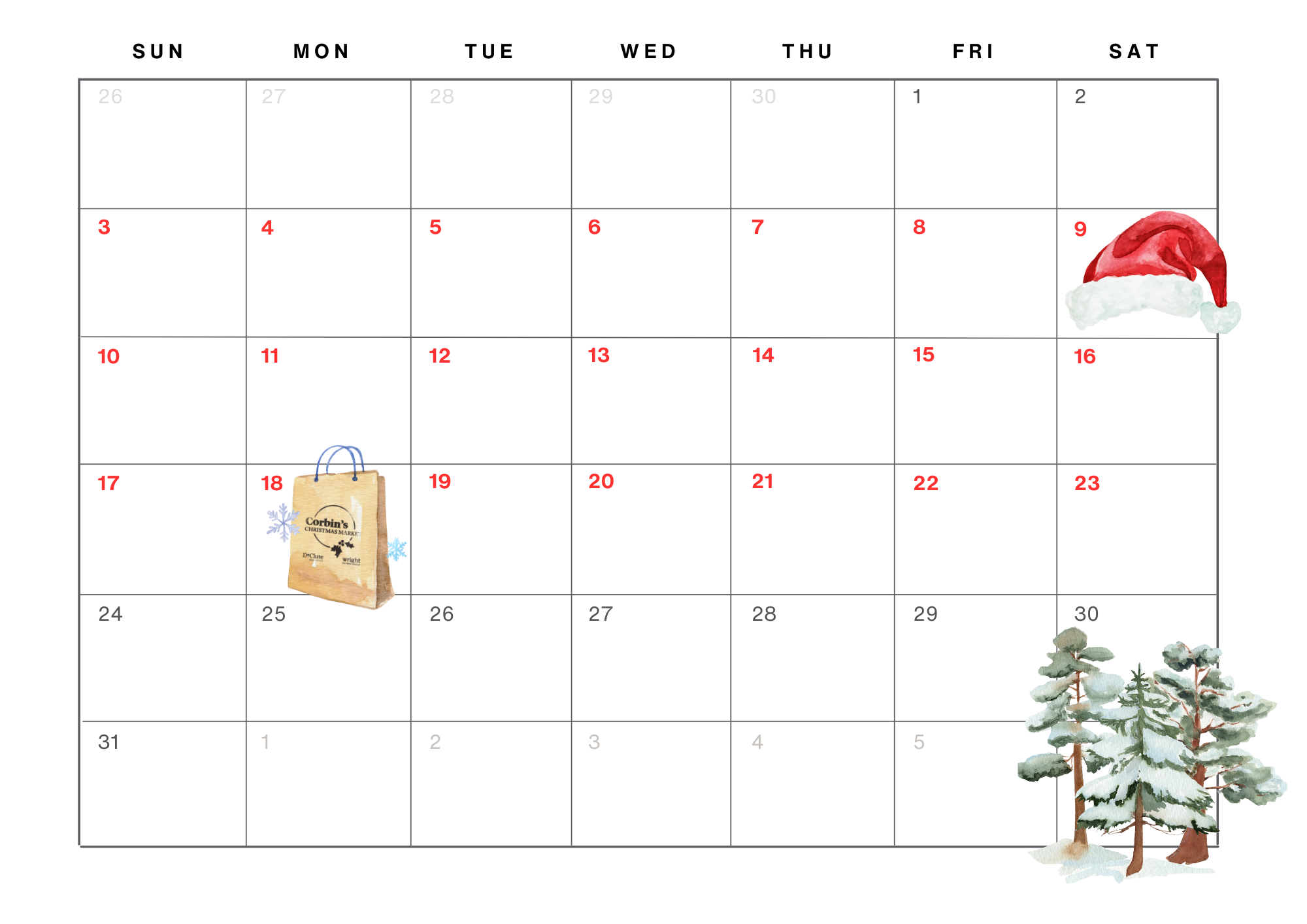 White Elegant Monthly Calendar